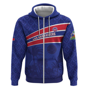 Custom Haiti Football Zip Hoodie Go Champions Les Grenadiers - African Pride