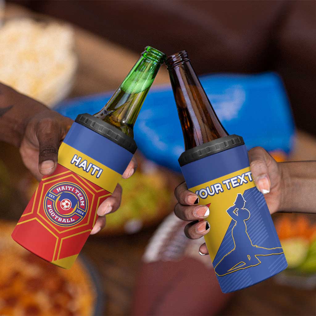 Custom Haiti Football 4 in 1 Can Cooler Tumbler Neg Marron - Road To World Cup 2026 - African Pride