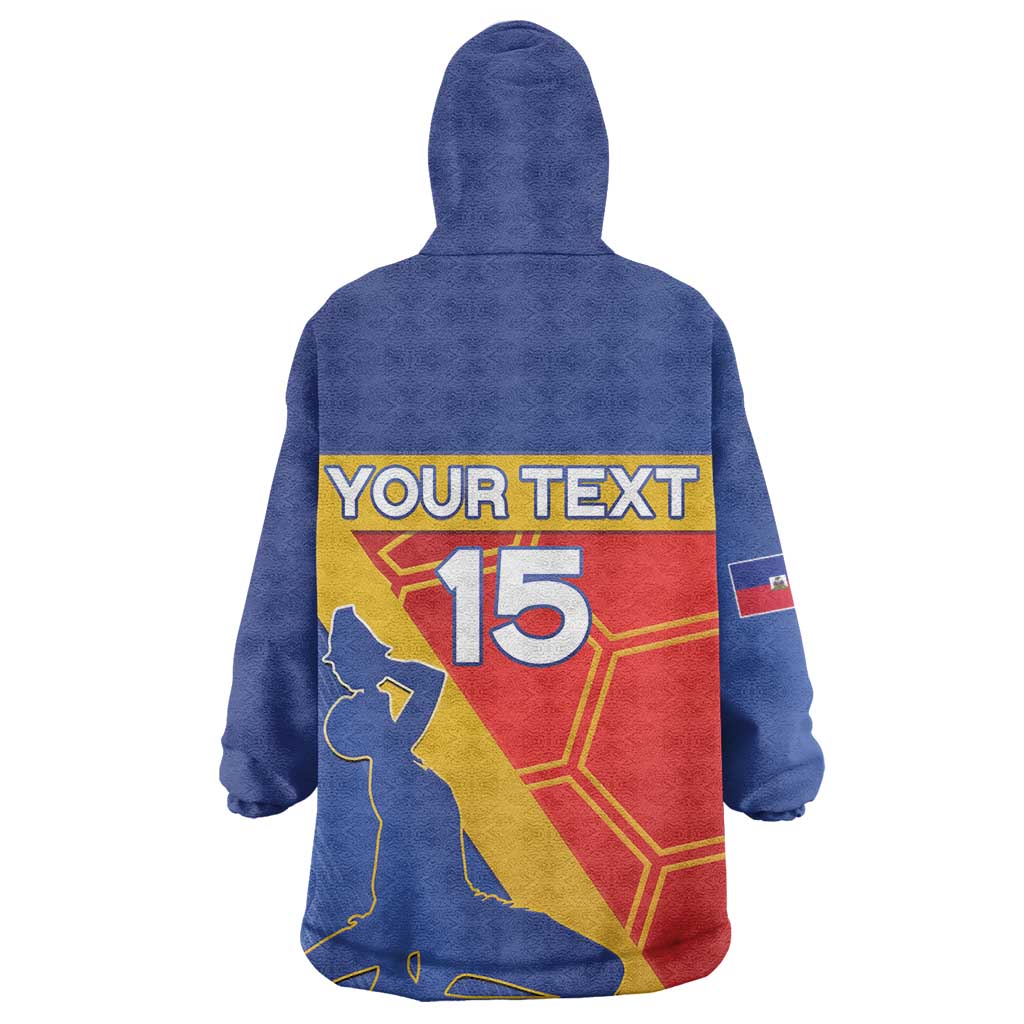 Custom Haiti Football Kid Wearable Blanket Hoodie Neg Marron - Road To World Cup 2026 - African Pride