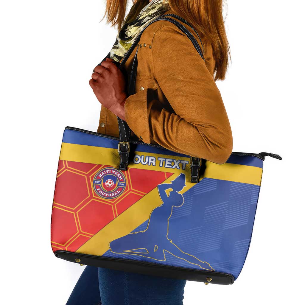 Custom Haiti Football Leather Tote Bag Neg Marron - Road To World Cup 2026 - African Pride