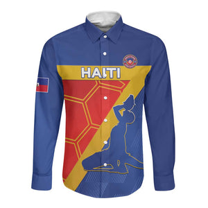 Custom Haiti Football Long Sleeve Button Shirt Neg Marron - Road To World Cup 2026 - African Pride