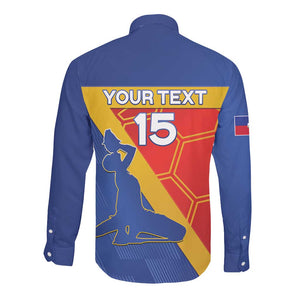 Custom Haiti Football Long Sleeve Button Shirt Neg Marron - Road To World Cup 2026 - African Pride