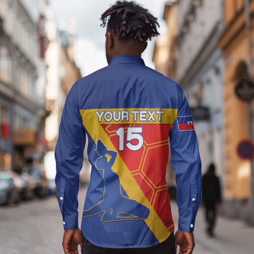 Custom Haiti Football Long Sleeve Button Shirt Neg Marron - Road To World Cup 2026 - African Pride