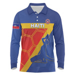 Custom Haiti Football Long Sleeve Polo Shirt Neg Marron - Road To World Cup 2026 - African Pride