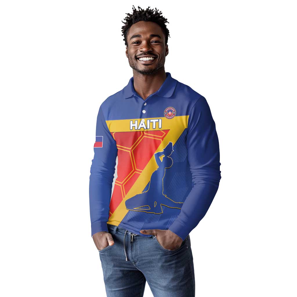 Custom Haiti Football Long Sleeve Polo Shirt Neg Marron - Road To World Cup 2026 - African Pride