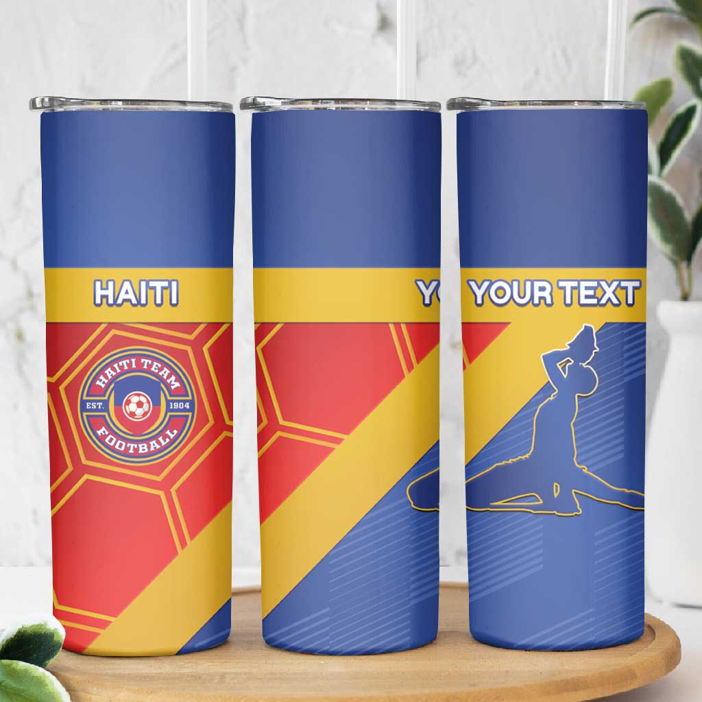 Custom Haiti Football Skinny Tumbler Neg Marron - Road To World Cup 2026 - African Pride