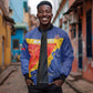 Custom Haiti Football Sleeve Zip Bomber Jacket Neg Marron - Road To World Cup 2026 - African Pride