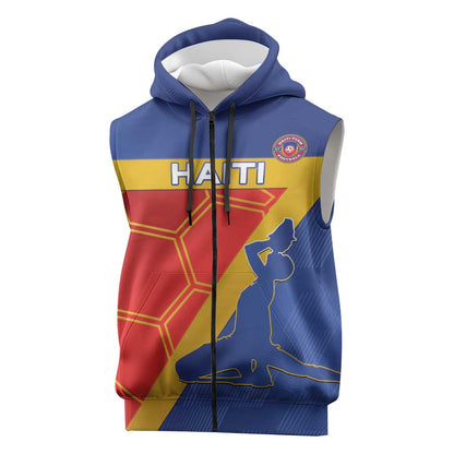 Custom Haiti Football Sleeveless Zip Hoodie Neg Marron - Road To World Cup 2026 - African Pride