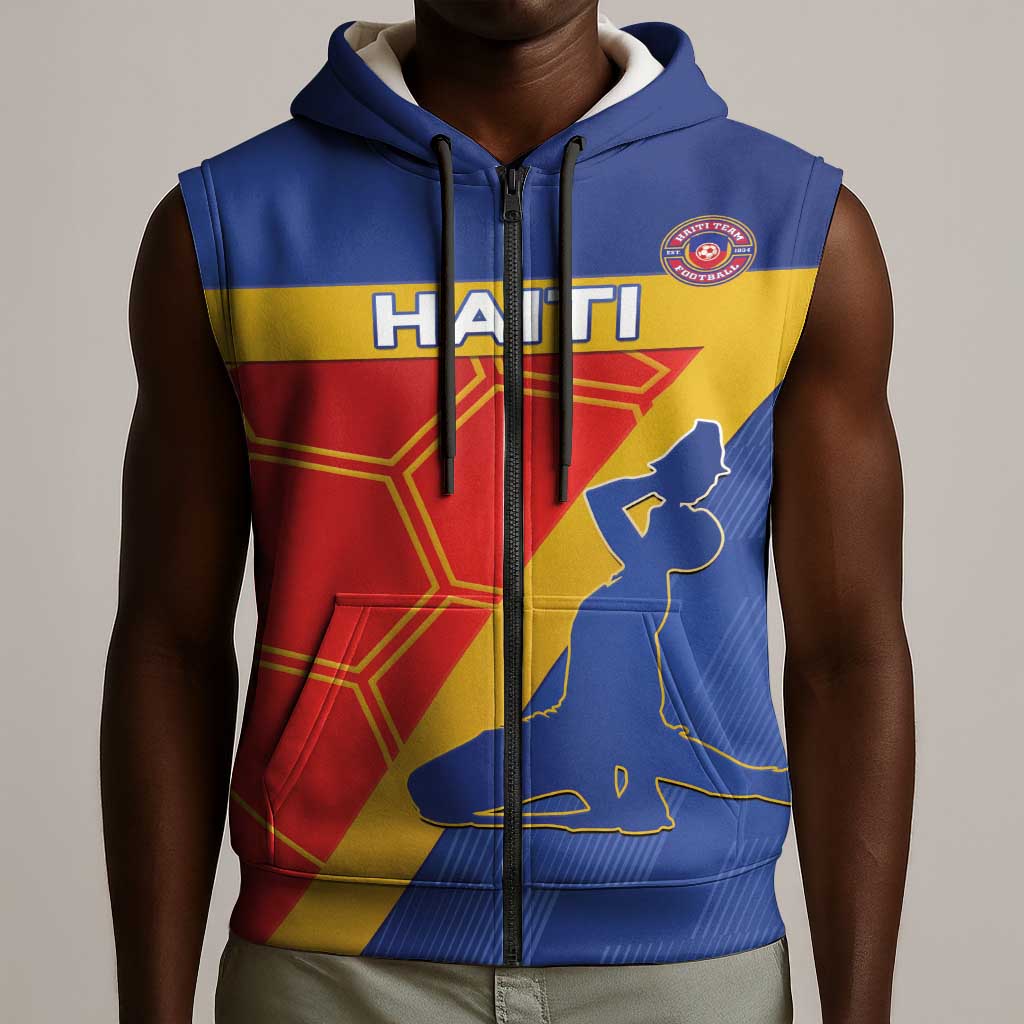 Custom Haiti Football Sleeveless Zip Hoodie Neg Marron - Road To World Cup 2026 - African Pride