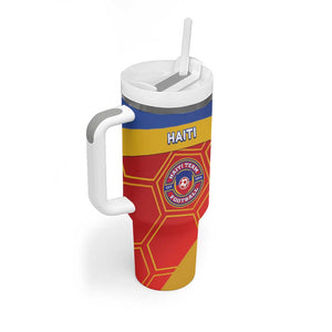 Custom Haiti Football Tumbler With Handle Neg Marron - Road To World Cup 2026 - African Pride