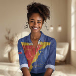 Custom Haiti Football Women Casual Shirt Neg Marron - Road To World Cup 2026 - African Pride