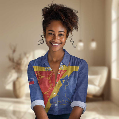 Custom Haiti Football Women Casual Shirt Neg Marron - Road To World Cup 2026 - African Pride