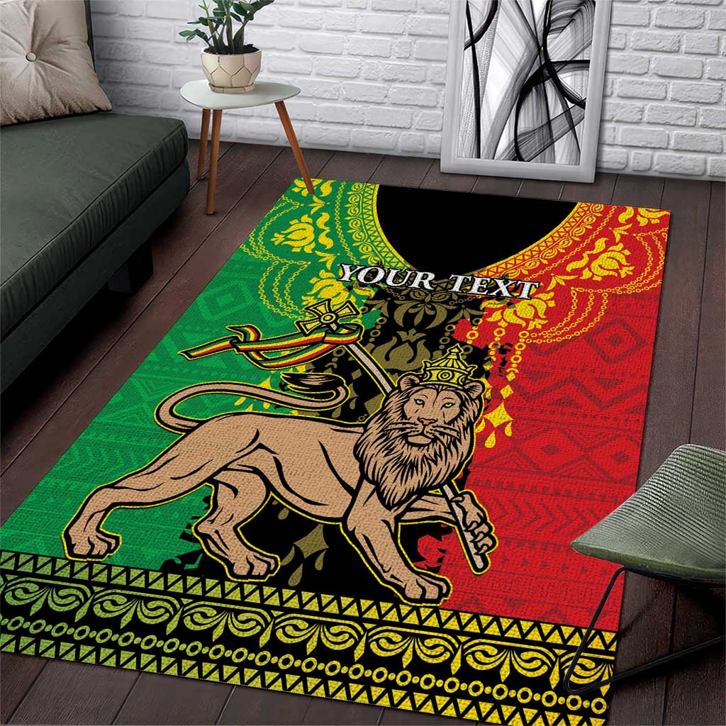 Personalised Afro Ethiopia Area Rug Lion Of Judah - African Pattern