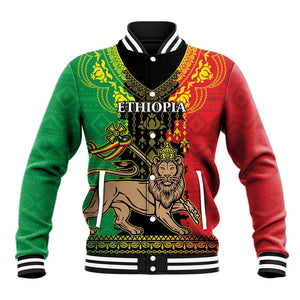 Personalised Afro Ethiopia Baseball Jacket Lion Of Judah - African Pattern