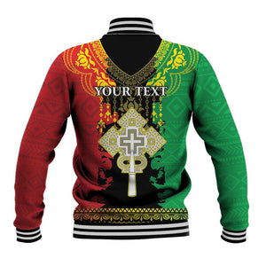 Personalised Afro Ethiopia Baseball Jacket Lion Of Judah - African Pattern