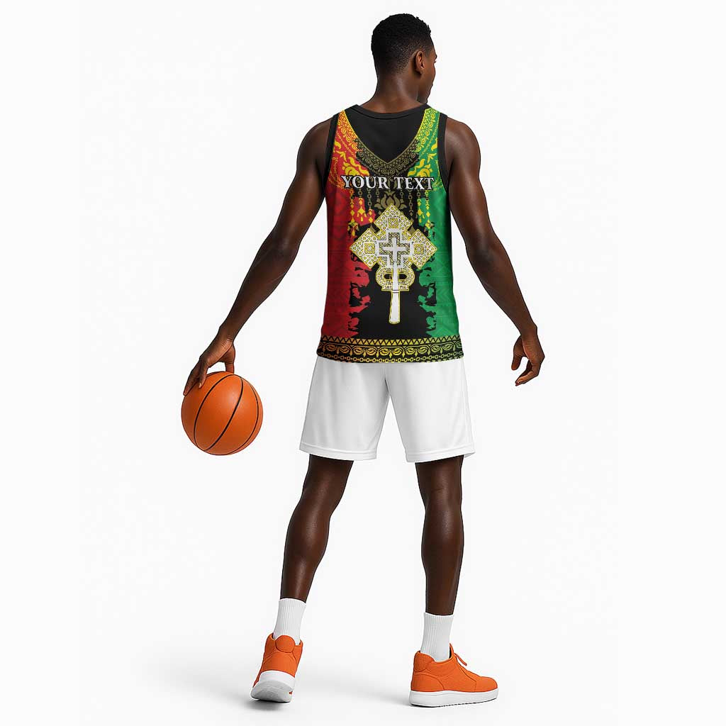 Personalised Afro Ethiopia Basketball Jersey Lion Of Judah - African Pattern LT15