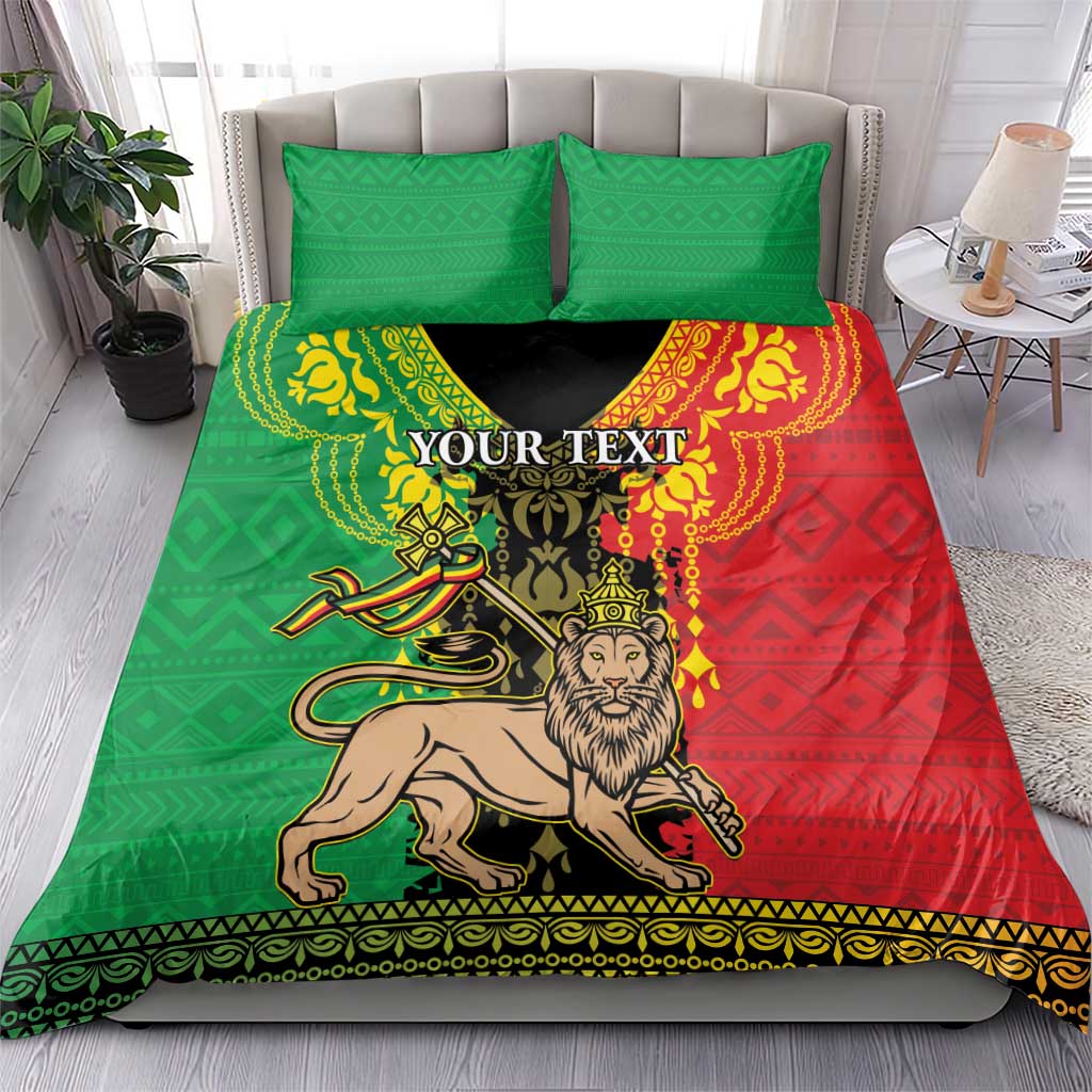 Personalised Afro Ethiopia Bedding Set Lion Of Judah - African Pattern