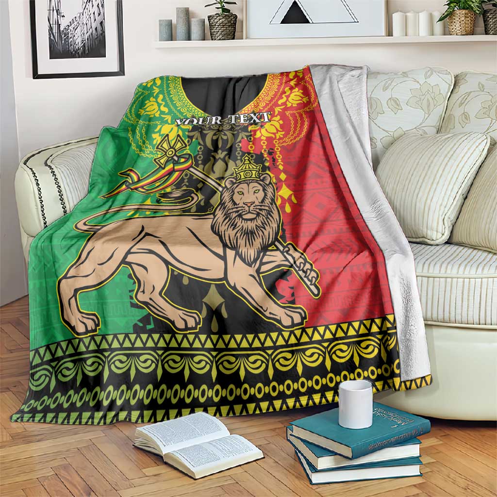 Personalised Afro Ethiopia Blanket Lion Of Judah - African Pattern