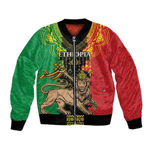 Personalised Afro Ethiopia Bomber Jacket Lion Of Judah - African Pattern