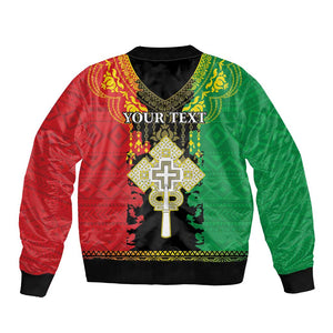 Personalised Afro Ethiopia Bomber Jacket Lion Of Judah - African Pattern