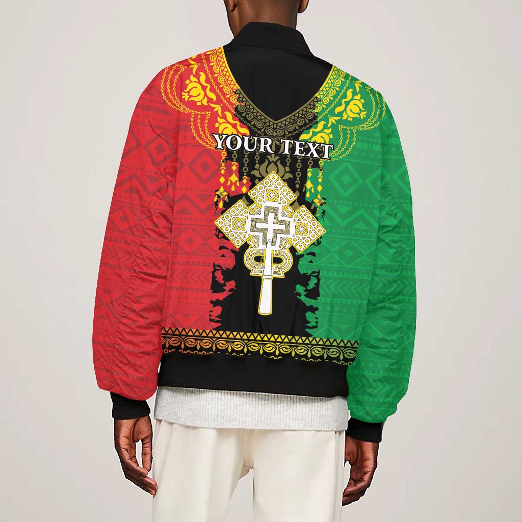 Personalised Afro Ethiopia Bomber Jacket Lion Of Judah - African Pattern