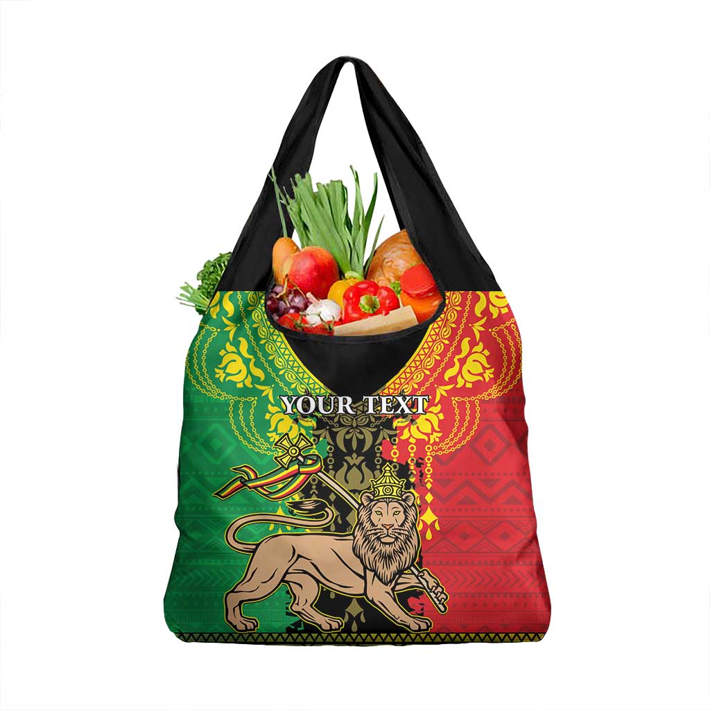 Personalised Afro Ethiopia Grocery Bag Lion Of Judah - African Pattern