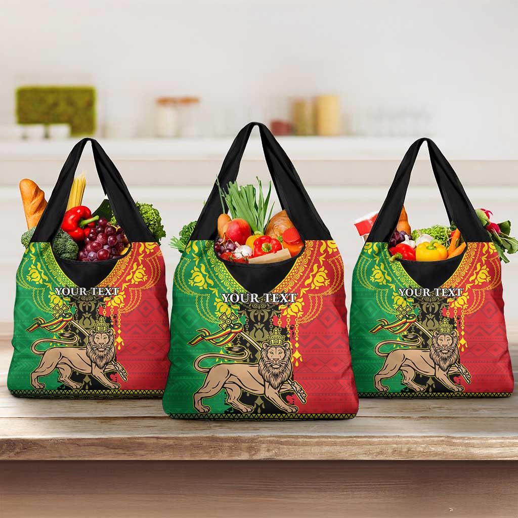 Personalised Afro Ethiopia Grocery Bag Lion Of Judah - African Pattern