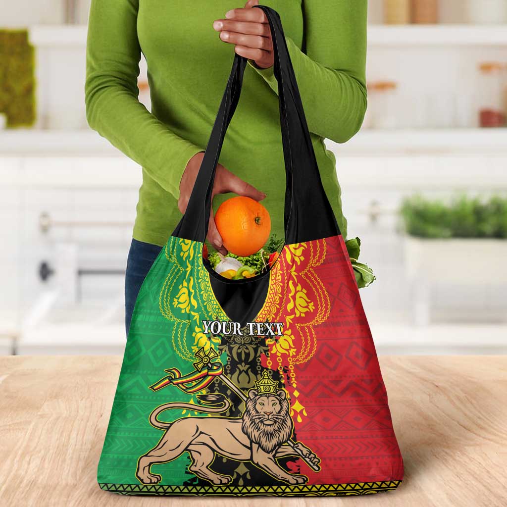 Personalised Afro Ethiopia Grocery Bag Lion Of Judah - African Pattern