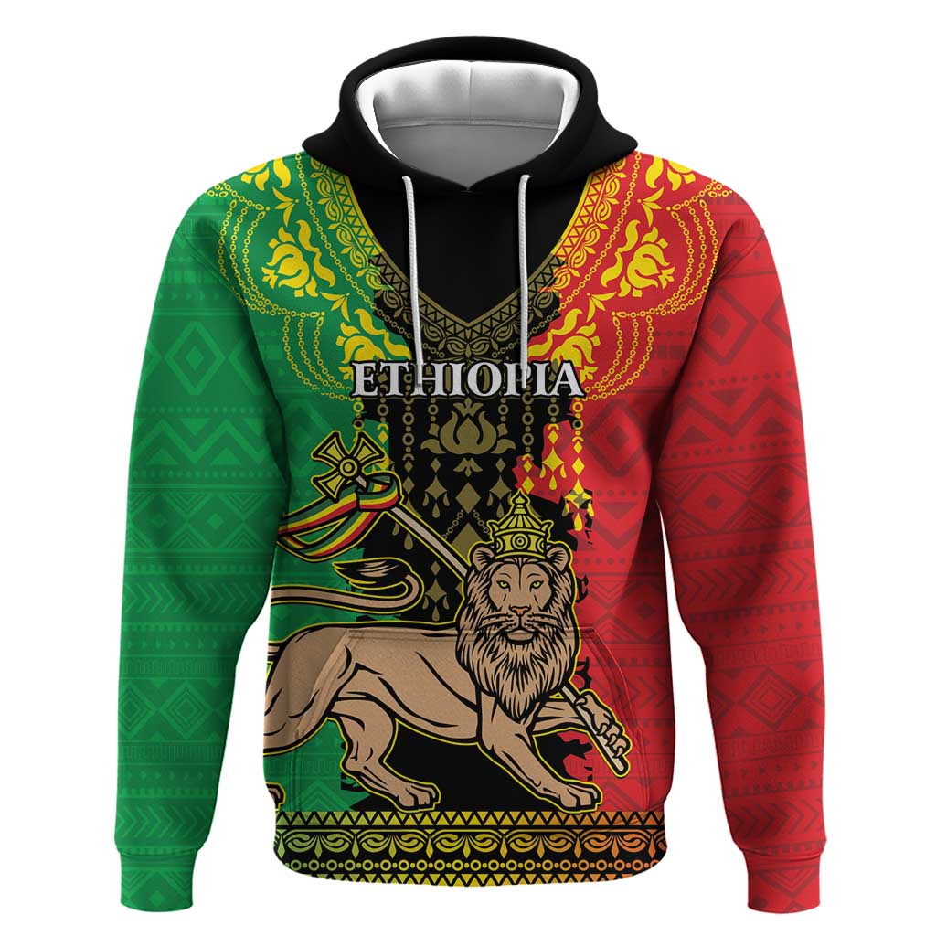 Personalised Afro Ethiopia Hoodie Lion Of Judah - African Pattern