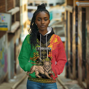 Personalised Afro Ethiopia Hoodie Lion Of Judah - African Pattern