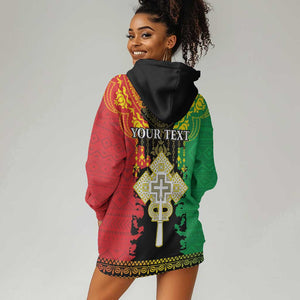 Personalised Afro Ethiopia Hoodie Dress Lion Of Judah - African Pattern