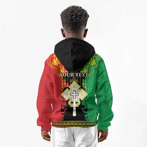 Personalised Afro Ethiopia Kid Hoodie Lion Of Judah - African Pattern