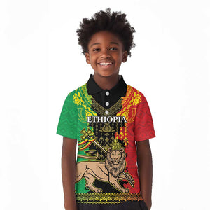 Personalised Afro Ethiopia Kid Polo Shirt Lion Of Judah - African Pattern