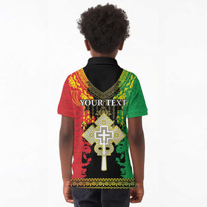 Personalised Afro Ethiopia Kid Polo Shirt Lion Of Judah - African Pattern