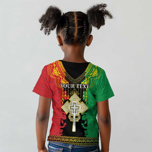 Personalised Afro Ethiopia Kid T shirt Lion Of Judah - African Pattern