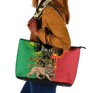 Personalised Afro Ethiopia Leather Tote Bag Lion Of Judah - African Pattern