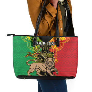 Personalised Afro Ethiopia Leather Tote Bag Lion Of Judah - African Pattern