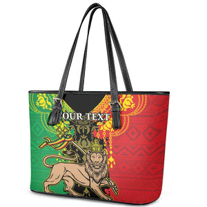 Personalised Afro Ethiopia Leather Tote Bag Lion Of Judah - African Pattern