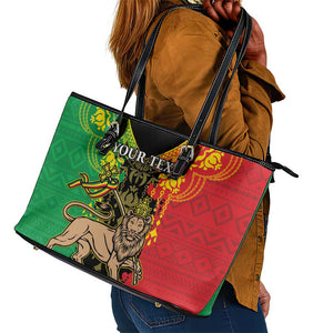 Personalised Afro Ethiopia Leather Tote Bag Lion Of Judah - African Pattern