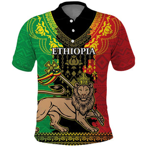 Personalised Afro Ethiopia Polo Shirt Lion Of Judah - African Pattern