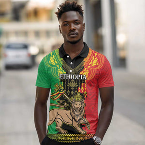 Personalised Afro Ethiopia Polo Shirt Lion Of Judah - African Pattern