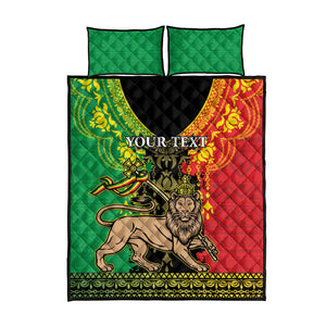 Personalised Afro Ethiopia Quilt Bed Set Lion Of Judah - African Pattern