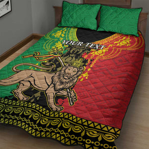 Personalised Afro Ethiopia Quilt Bed Set Lion Of Judah - African Pattern