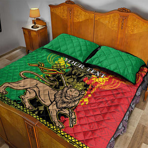 Personalised Afro Ethiopia Quilt Bed Set Lion Of Judah - African Pattern