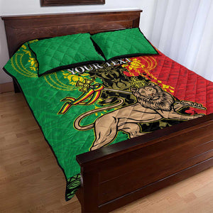 Personalised Afro Ethiopia Quilt Bed Set Lion Of Judah - African Pattern