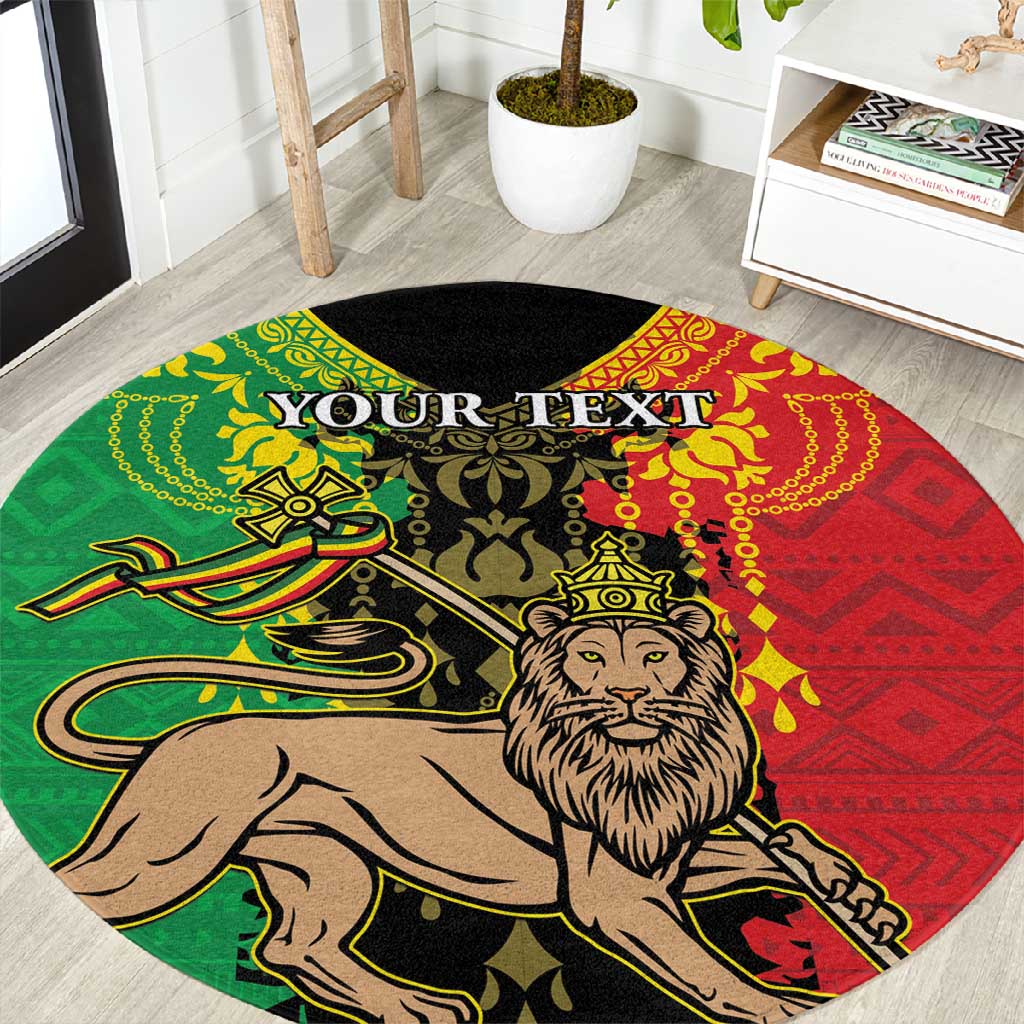 Personalised Afro Ethiopia Round Carpet Lion Of Judah - African Pattern