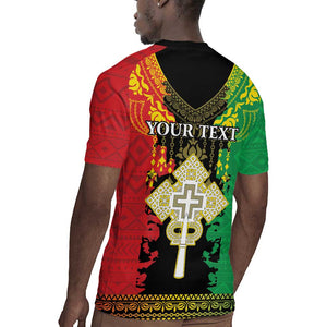 Personalised Afro Ethiopia Rugby Jersey Lion Of Judah - African Pattern