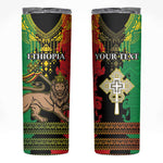 Personalised Afro Ethiopia Skinny Tumbler Lion Of Judah - African Pattern