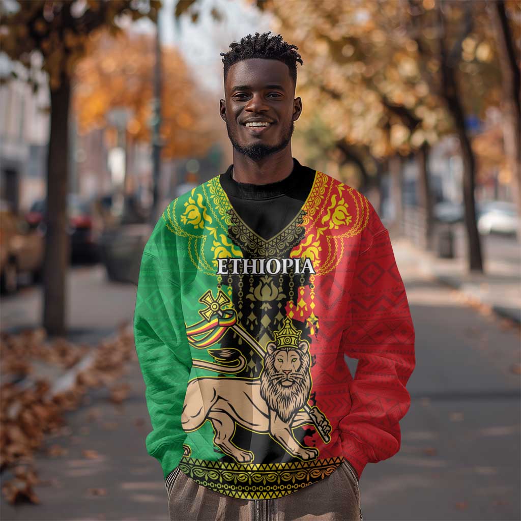 Personalised Afro Ethiopia Sweatshirt Lion Of Judah - African Pattern