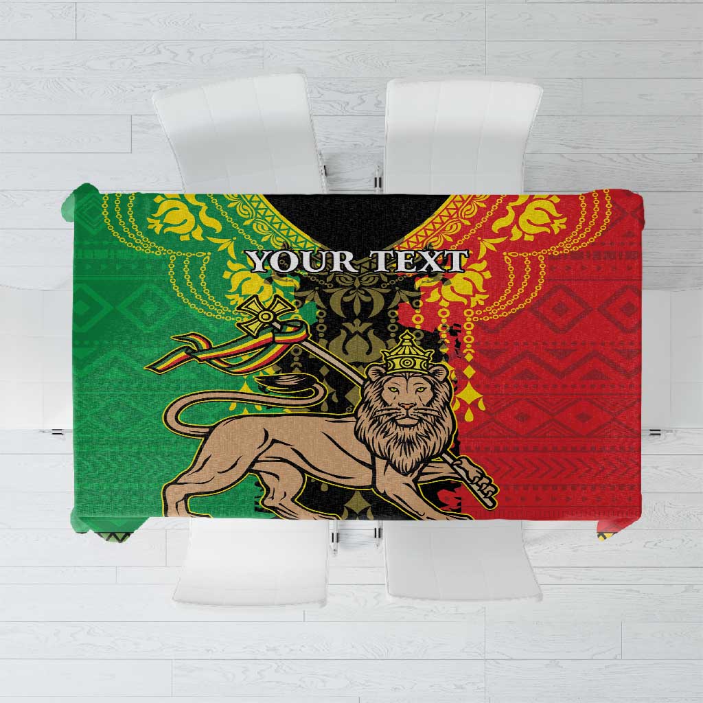 Personalised Afro Ethiopia Tablecloth Lion Of Judah - African Pattern